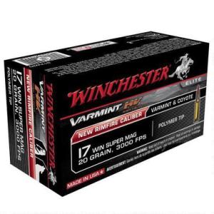 Winchester Ammo Varmint HV 17 Winchester Super Magnum 20 Grain Hornady V-Max 3000 fps 500 Rd./Case S17W20
