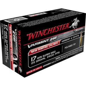 Winchester Varmint Rimfire Rifle Ammunition .17 WSM 25 gr. V-MAX 2600 fps 50/ct S17W25