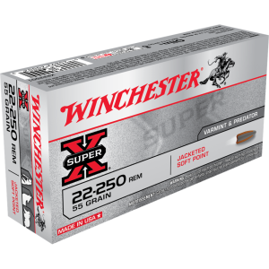Winchester Super-X Ammo 22-250 Remington 55gr Pointed Sp - 22-250 Remington 55gr Pointed Soft Point 20/Box