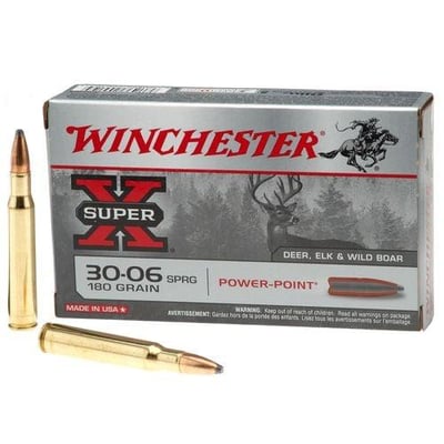Winchester Ammo X30064 Super-X  30-06 Springfield 180 gr Power-Point (PP) 20 Bx/ 10 Cs