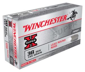 Winchester Super-X Ammo 38 S&W 145gr Lrn - 38 S&W 145gr Lead Round Nose 50/Box 4652