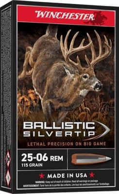 Winchester Supreme Ballistic Silvertip Ammo 25-06 Remington 115gr Bst - 25-06 Remington 115gr Ballistic Silver Tip 20/Box SBST2506