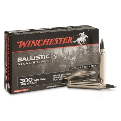 Winchester Ballistic Silvertip 300 Winchester Magnum Ammo - 300 Win Mag 180gr Rapid Control Expansion Poly Tip 20/Box SBST300