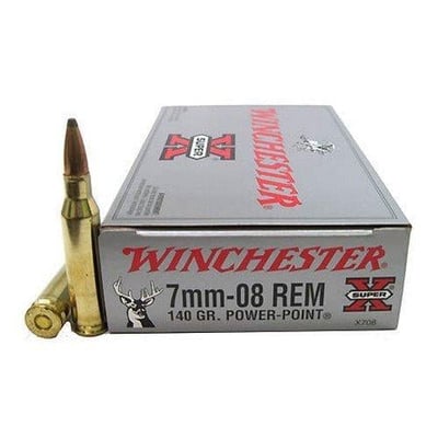 Winchester Super-X Ammo 7mm-08 Remington 140gr Power-Point - 7mm-08 Remington 140gr Power-Point 20/Box X708