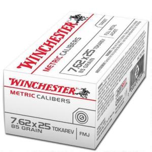 Winchester 7.62x25 Tokarev Ammunition 85 Grain FMJ 1645 fps 1500 Rounds 020892212602