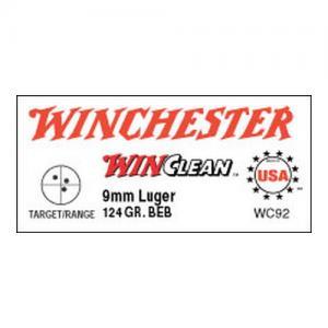 Winchester USA WinClean, 9mm Luger, BEB, 124 Grain, 50 Rounds 