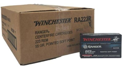 Winchester Ranger Law Enforcement 223 Rem 55 Gr PSP Pointed Soft Point Ammunition 1000 rd CASE - $599.99 + FREE Shipping
