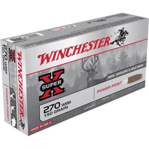 Winchester SUPER-X Rifle .270 Short Magnum 150 Grain Power-Point Brass Cased Centerfire 20 Rounds X270WSM