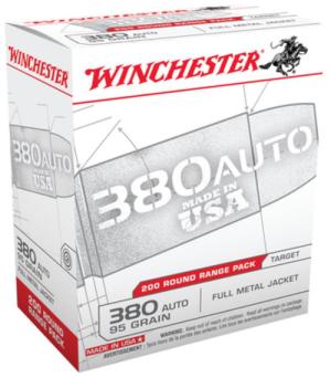 Winchester USA .380 ACP 95gr, Full Metal Jacket, 5 Boxes of 200rd, 1000rd/Case Total 