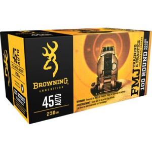 Browning FMJ .45 ACP 230 grain Full Metal Jacket Centerfire Pistol Ammo 100 Rounds B191800454 020892224322