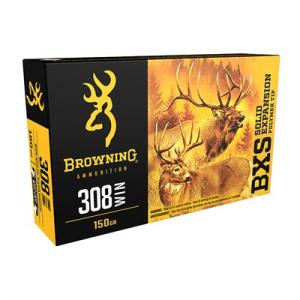 Browning BXS 308 Winchester Ammo 150 Grain Solid Copper Polymer Tip Boat Tail Lead Free - B192403081 Box of 20 - brass case - MPN B192403081 ( UPC - 020892224766)