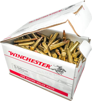 Winchester USA RIFLE 5.56x45mm NATO 55 grain Full Metal Jacket Brass Centerfire Rifle Ammo 150 WM193150 020892225008