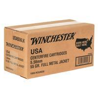 Winchester USA RIFLE 5.56x45mm NATO 55 grain Full Metal Jacket Brass Centerfire Rifle Ammo 1000 WM1931000 WM1931000