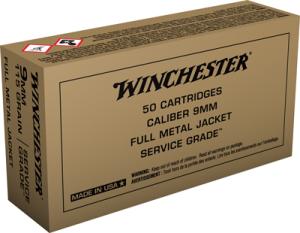 Winchester Service Grade Handgun Ammunition 9mm Luger 115 gr. FMJ 1300 fps 50/ct SG9W