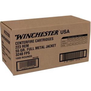 Winchester USA Lake City Rifle Ammunition .223 Rem 55 gr. FMJ 3240 fps 1000/ct (Bulk) 