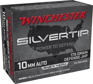 Winchester Silvertip Handgun Ammunition 10mm Auto 175 gr JHP 1200 fps 20/ct 