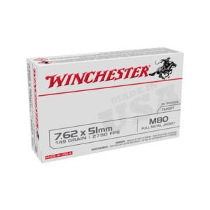 Winchester Lake City M80 7.62 NATO Ammunition 149 Grain FMJ 500 Rounds WM80 