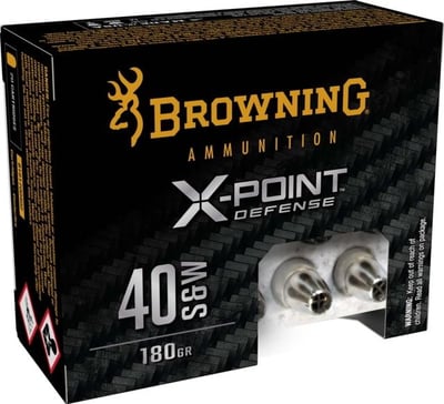 Browning X-Point Defense 180 gr 40 S&W Ammunition, 20 Rounds - B191700402