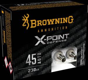 Browning X-Point Defense 230 gr 45 ACP Ammunition, 20 Rounds - B191700452