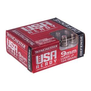 Winchester USA Ready Handgun Ammunition 9mm Luger +P 124 gr. PT 1200 fps 20/ct RED9HP