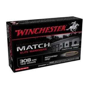 Winchester Match Elite Marksman 308 Winchester Ammo - 308 Winchester 169gr Hollow Point Boat Tail 20/Box