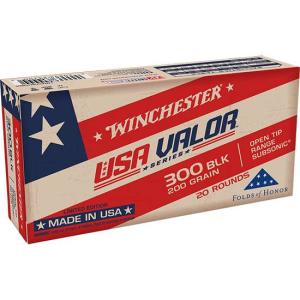 Winchester Ammunition USA Valor .300 AAC Blackout 200 gr FMJOT 20rds Rifle Subsonic Ammo for Stealthy Shooting - USAV300BX 
