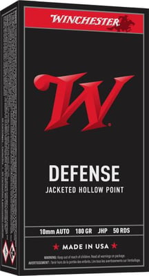 Winchester USA  Handgun Ammunition 10mm Auto 180gr JHP 1235 fps 50/ct 020892233591
