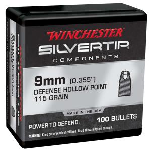 Winchester Silvertip Bullet 9mm cal. .355" dia. 115 Grain SHP Not Loaded Ammo