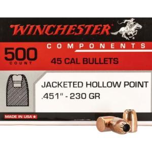 Winchester Ammo Centerfire Handgun Reloading .45 Caliber .451 230 Grain Jacketed Hollow Point WB45HP230D