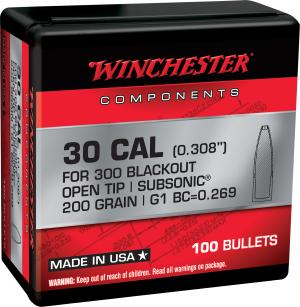 Winchester Ammunition .300 AAC Blackout 200 gr OT 100rds Rifle Ammo for Subsonic and Tactical Applications - WB300B200X