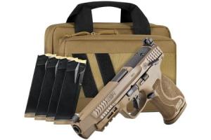 Smith & Wesson M&P9 M2.0 Full Size 9MM 4.95" -  w/ 5 Mags and Savior Range Bag - FDE 9mm 