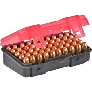 Plano 1224-50 plano 50 count small handgun ammo case w hinged cover holds 9mm/380acp caliber bullets
