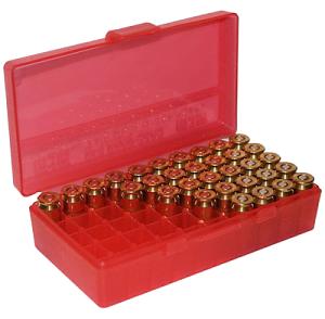 MTM 50 Round Flip-top Ammo Box 38/357 Cal (clear Red) P50-38-29