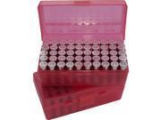 MTM 50 Round Flip-Top Ammo Box 380/9MM Cal (Clear Red) 026057110295