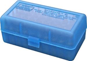 MTM 50 Round Flip-Top Rifle Ammo Box .22 PPC, 6MM PPC, REM BR (Clear Blue)