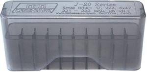 MTM J-20 SLIP-TOP AMMO BOX 20RD RIFLE 2.35 OAL SM POLY CLEAR SMOKE J20XS41