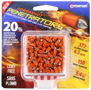 Crosman PowerShot Fast Flight Penetrator Pellets, .177 Cal, 5.4 Grains, Pointed, Lead-Free, 150ct 0.177