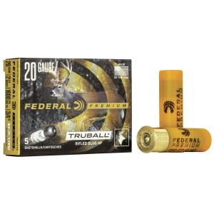 Federal Vital-Shok Truball Ammo 20 Gauge 2-3/4" 3/4 Oz Rifled Slug - 20 Gauge 2-3/4" 3/4 Oz Rifled Slug 5/Box