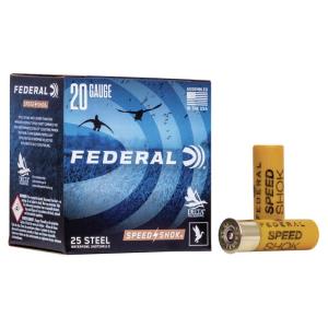 Federal Speed-Shok Ammo 20 Gauge 2-3/4" 3/4 Oz #4 Shot - 20 Gauge 2-3/4" 3/4 Oz #4 Shot 25/Box WF2084