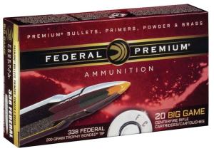 Federal Premium Vital-Shok Ammunition 338 Federal 200 Grain Trophy Bonded Tip Box of 20