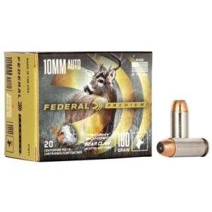 Federal Premium Trophy Bonded Bear Claw Handgun 10mm Auto 180 Grain Nickel-Plated Cased Bonded Soft Point Centerfire Pistol Ammunition 20 Rounds P10T1