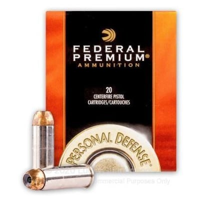 Federal Premium Personal Defense Hydra-Shok 44 Rem Magnum 240 Grain Jacketed Hollow Point Brass Cased Centerfire Pistol Ammunition 20 Rounds P44HS1 P44HS1