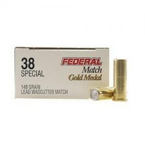 Federal Premium Gold Medal Handgun 38 Special 148 Grain Lead Wadcutter Brass Cased Centerfire Pistol Ammunition 50 Rounds GM38A 