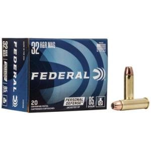 Federal Premium Personal Defense Revolver 32 H&R Magnum 85 Grain Jacketed Hollow Point Brass Cased Centerfire Pistol Ammunition 20 Rounds C32HRB C32HRB