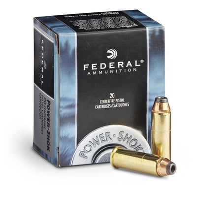 Federal Premium Power-Shok Handgun 44 Rem Magnum 180 Grain Jacketed Hollow Point Centerfire Pistol Ammunition 20 Rounds C44B 029465093082