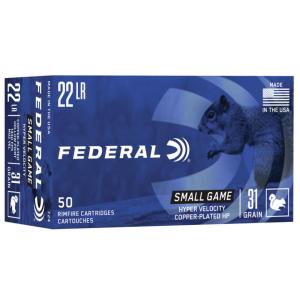 Federal Game-Shok Ammunition 22 Long Rifle Hyper Velocity 31 Grain Plated Lead Hollow Point Box of 500 (10 Boxes of 50) 