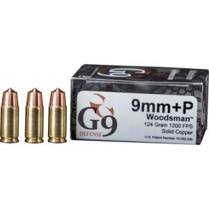 G9 Defense 9mm+P Ammo 124 Grain Copper Solid Brass Cased 20 Rounds