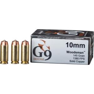 G9 Defense 10mm Ammo 145 Grain Copper Solid Brass Cased 20 Rounds