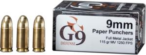 G9 Defense 9mm Luger 115 Grain Full Metal Jacket Brass Cased 500 Rounds, T-9MM-115D