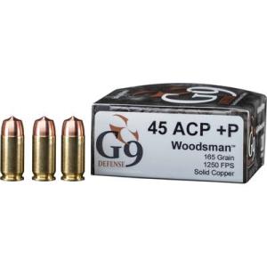G9 Defense 45 ACP +P Ammo 165 Grain Copper Solid Brass Cased 20 Rounds